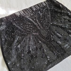 Zara embroidered beads black mini skirt